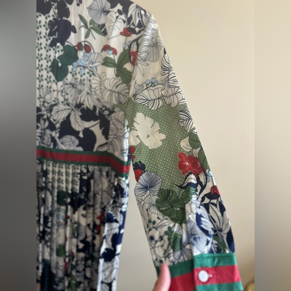 Dalia MacPhee | Tie Neck Printed Midi Dress, Size L - Picture 14 of 16